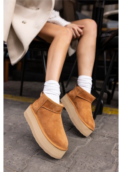 Alba Kadın W Classıc Taba Gercek Suet Ultra Mini Platform Bot fiyatları