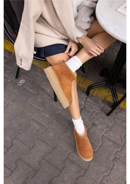 Alba Kadın W Classıc Taba Gercek Suet Ultra Mini Platform Bot fırsatları