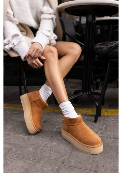 Alba Kadın W Classıc Taba Gercek Suet Ultra Mini Platform Bot indirimleri