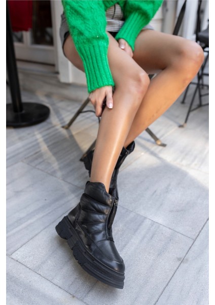 Zone Kadın Siyah Gercek Deri Bot indirimleri