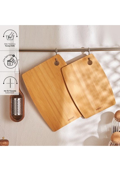 Kişiselleştirilebilir Karaca 2'li Kesme Tahtası Özel Isim ve Tasarımlı