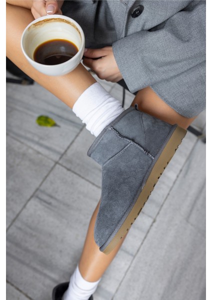 Messiy Kadın Ultra Mini Sahra Gercek Suet Yogun Kurk Bot indirimleri