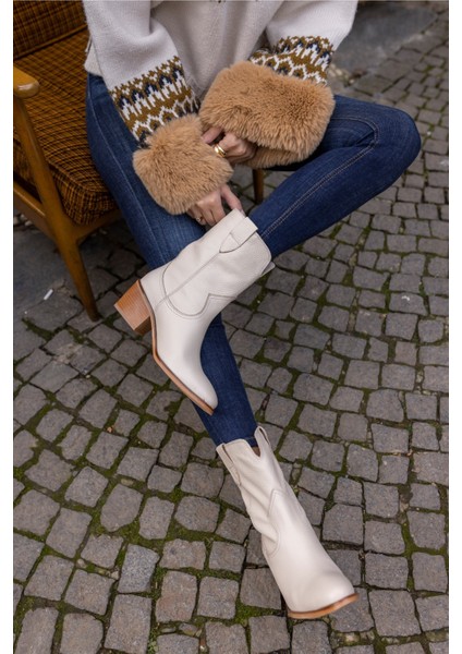 Molina Kadın Bej Gercek Deri Bot modelleri