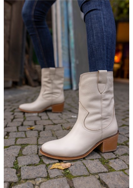 Molina Kadın Bej Gercek Deri Bot