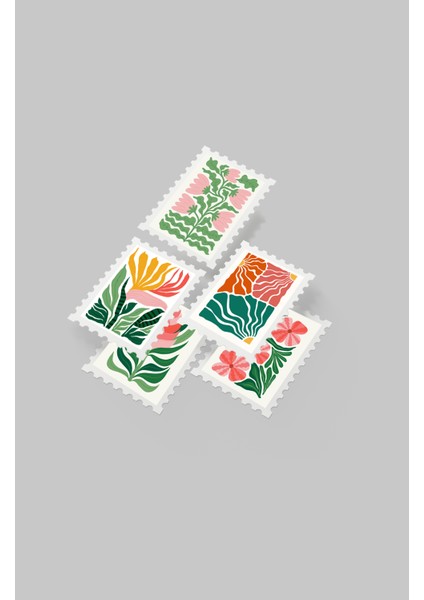 Çiçek & Botanik Temalı Pul Sticker Seti 20'li - Bullet Journal Ajanda Scrapbook modelleri