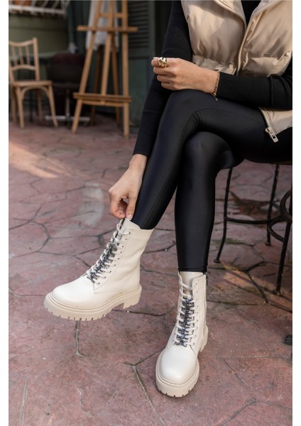 Cash Kadın Bej Gercek Deri Taş Detay Bot fiyatları