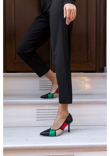 Suggs Kadın Bej Parça Garnili Topuklu Ayakkabi