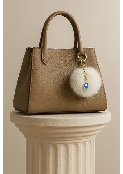 Peluş Pofuduk Ponpon Puf Beyaz Tüylü Mavi Nazar Boncuklu Ev Ofis Araba Telefon Cüzdan Çanta Anahtarlık fiyatları