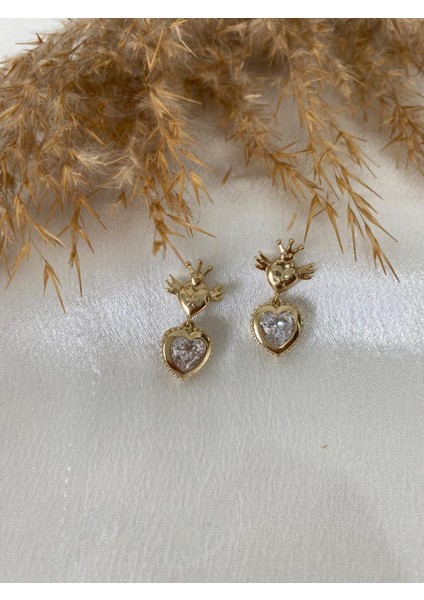 Kalp Model Taşlı Xupıng Çelik Küpe