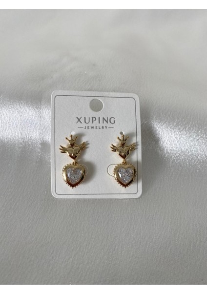 Kalp Model Taşlı Xupıng Çelik Küpe modelleri