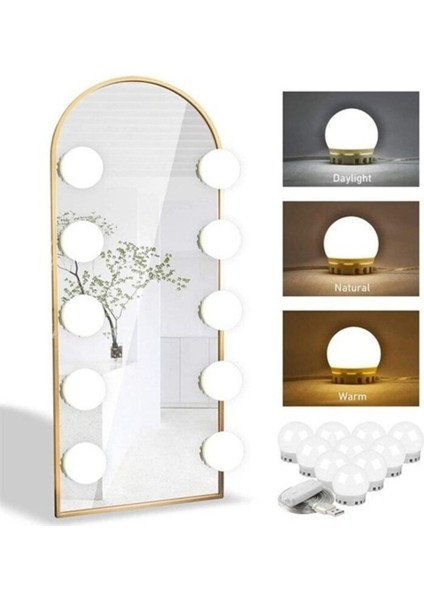 Hollywood Tarzı 10'lu Makaj Aynası Beyaz LED Işık USB fiyatları