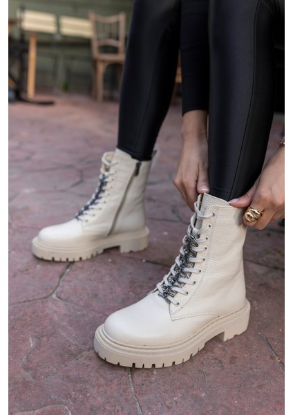 Cash Kadın Bej Gercek Deri Taş Detay Bot indirimleri