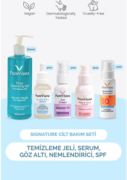 Signature Cilt Bakım Seti – 5’li – Temizleme, Serum, Göz Altı, Nem, Spf