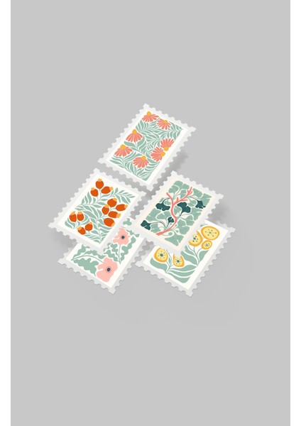Çiçek & Botanik Temalı Pul Sticker Seti 20'li - Bullet Journal Ajanda Scrapbook modelleri