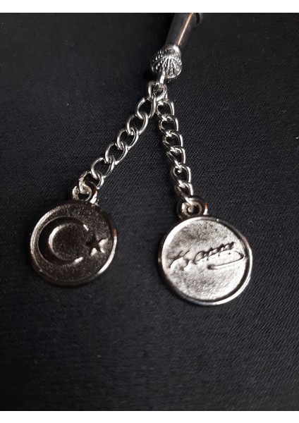 Mryart Kırmızı Beyaz Havlit Taşı Doğal Taş ve Ay Yıldız , Atatürk Imzalı Metal Uçlardan Oluşan Tesbih modelleri