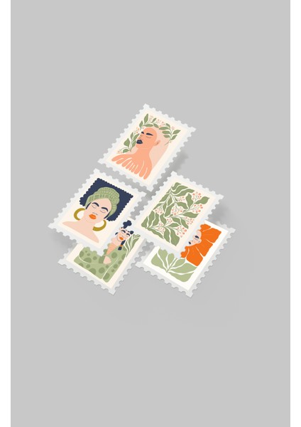 Kadın & Çiçek Temalı Pul Sticker Seti 20'li - Bullet Journal Ajanda Scrapbook modelleri