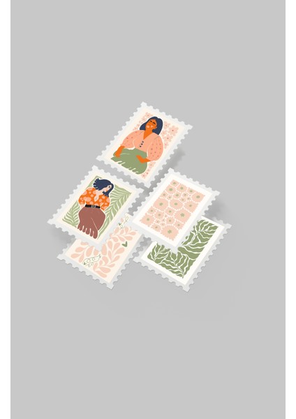 Kadın & Çiçek Temalı Pul Sticker Seti 20'li - Bullet Journal Ajanda Scrapbook indirimleri