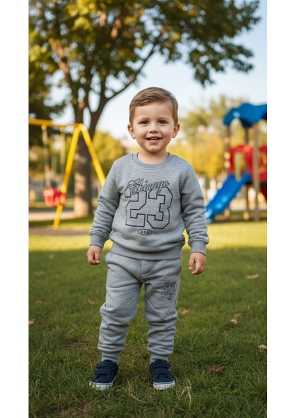 Erkek Çocuk Kışlık Eşofman Takımı Sweatshirt Alt Pamuklu Üç Iplik Şardonlu Günlük Kombin 3-4-5-6-7 Yaş