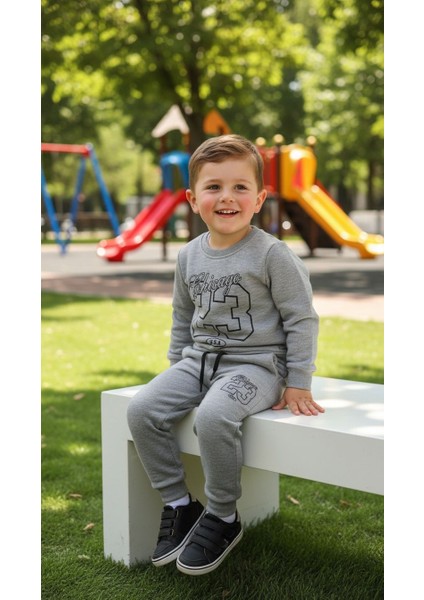 Erkek Çocuk Kışlık Eşofman Takımı Sweatshirt Alt Pamuklu Üç Iplik Şardonlu Günlük Kombin 3-4-5-6-7 Yaş fırsatları