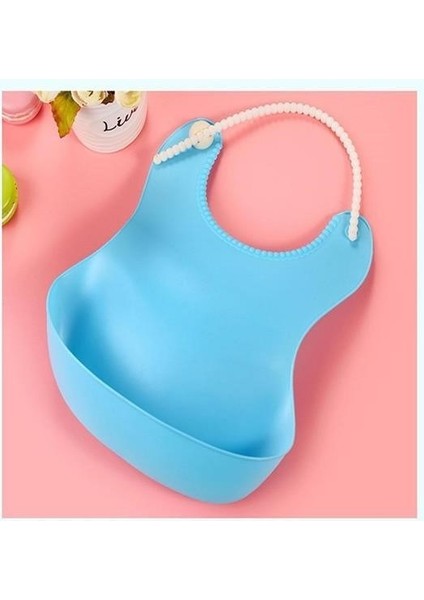 Adatak® Çocuk Bebek Mama Önlüğü Dökülme Engelleyici Bükülebilir Mavi
