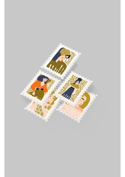 Kadın & Çiçek Temalı Pul Sticker Seti 20'li - Bullet Journal Ajanda Scrapbook modelleri