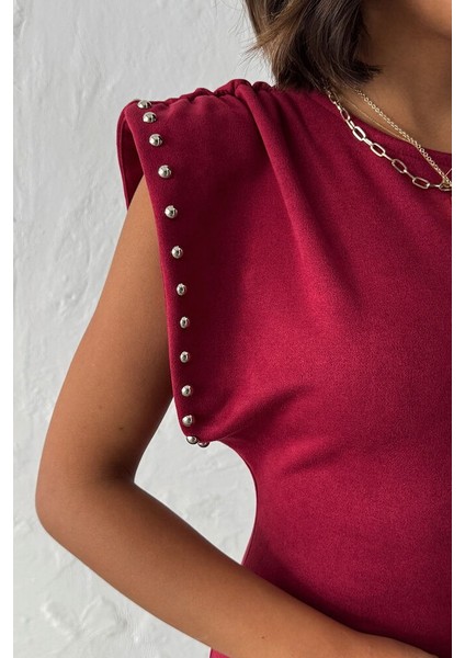 Taş Detay Sırt Dekolteli Elbise Yeni fırsatları