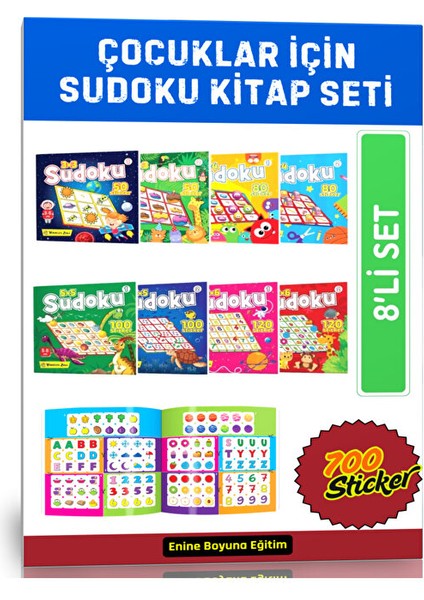 Çocuklar Için Sudoku Kitap Seti (3-8 Yaş Için- 8 Kitap - 700 Adet Sticker)