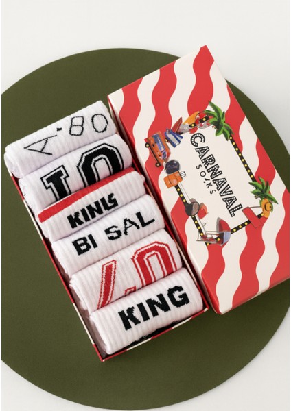 6’lı Gym Spor Desenli Atletik Çorap Seti | Unisex Pamuklu Hediye Kutulu Spor Çoraplar