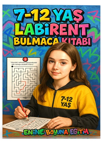 7-12 Yaş Labirent Bulmaca Kitabı (100 Labirent Cevaplarıyla)