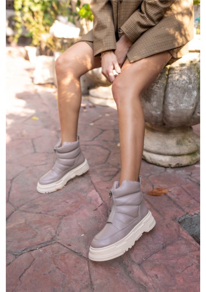 Zone Kadın Siyah Gercek Deri Bot