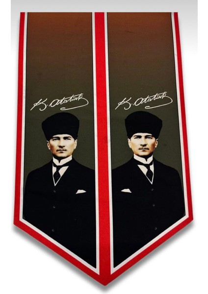 Atatürk Fotoğraflı ve Imzalı Türk Bayraklı Kravat / Eşarp / Fular fiyatları