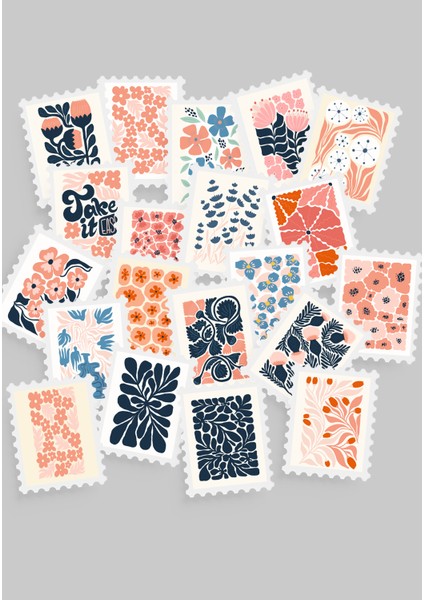 Çiçek & Botanik Temalı Pul Sticker Seti 20'li - Bullet Journal Ajanda Scrapbook