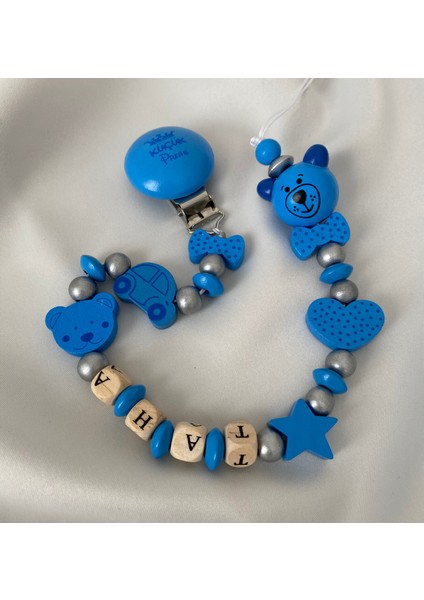 Isimli Emzik Zinciri – Doğal Ahşap Emzik Askısı – El Yapımı Bebek Hediyesi