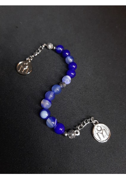 Mryart Mavi Beyaz Mix Akik Taşı Zaza Tesbih