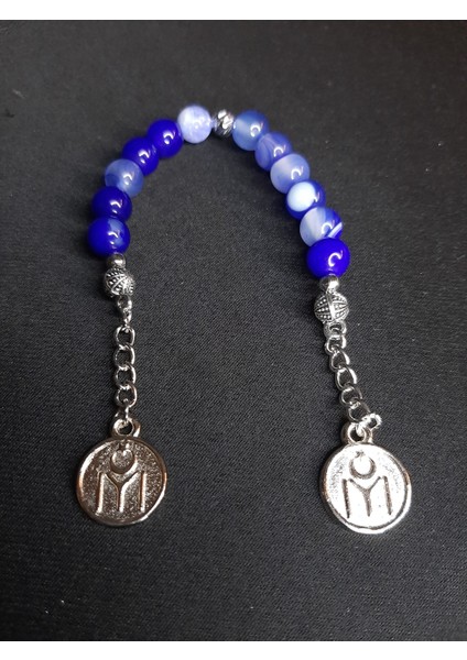 Mryart Mavi Beyaz Mix Akik Taşı Zaza Tesbih modelleri