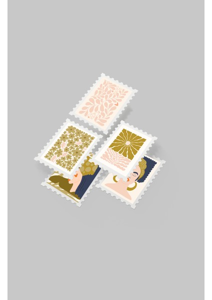 Kadın & Çiçek Temalı Pul Sticker Seti 20'li - Bullet Journal Ajanda Scrapbook fırsatları