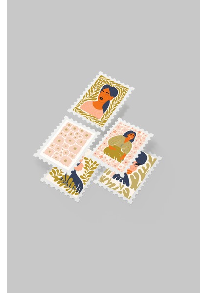 Kadın & Çiçek Temalı Pul Sticker Seti 20'li - Bullet Journal Ajanda Scrapbook indirimleri