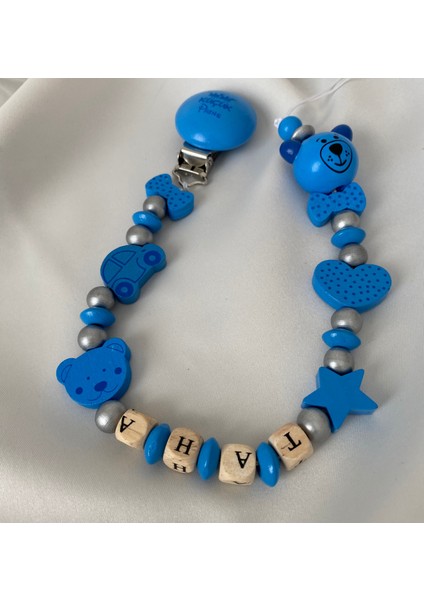 Isimli Emzik Zinciri – Doğal Ahşap Emzik Askısı – El Yapımı Bebek Hediyesi