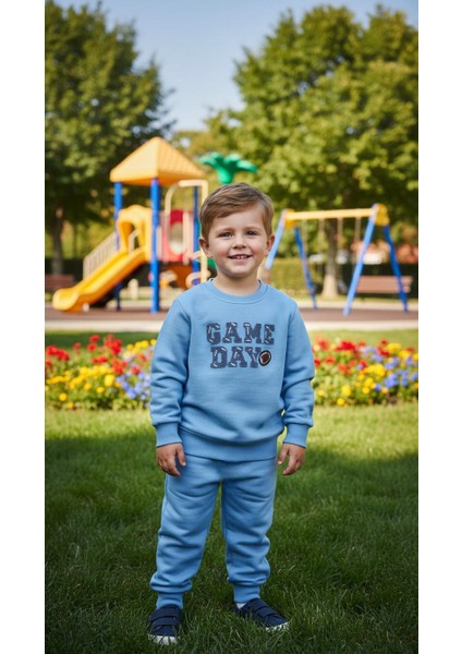 Erkek Çocuk Kışlık Eşofman Takımı Sweatshirt Alt Pamuklu Üç Iplik Şardonlu Günlük Kombin 3-4-5-6-7 Yaş fırsatları