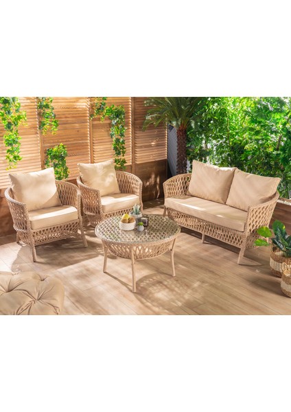 Dubai Rattan Bahçe Takımı Cappuccino