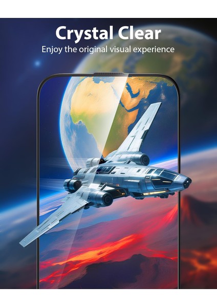 Iphone 13 Pro Max Uyumlu Kolay Takma Aparatlı Kenarları Siyah Full Kapatan Çerçeveli Cam Koruyucu