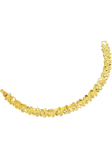 Xupıng Gold Renk Trend Yonca Model Metal Kısımlar Altın Renk Zirkon Taşlı 19 cm Uzunluğunda 9 Mm. Genişliginde Xupıng Bileklik (Kod XP2653)