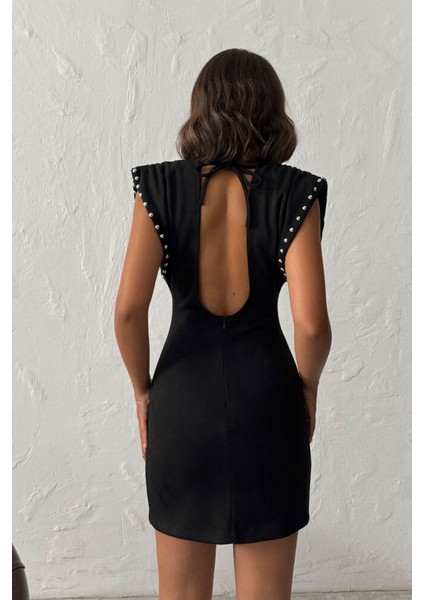 Taş Detay Sırt Dekolteli Elbise Yeni modelleri