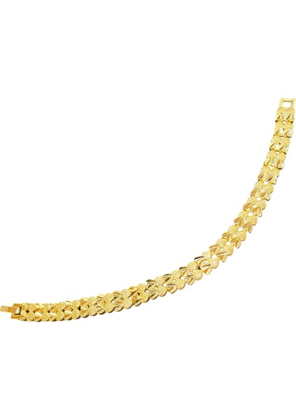 Xupıng Gold Renk Trend Kalp Model Metal Kısımlar Altın Renk Zirkon Taşlı 19 cm Uzunluğunda 9 Mm. Genişliginde Xupıng Bileklik (Kod XP2661)