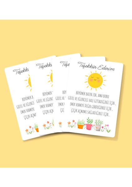 Teşekkür Kartı-Özel Gün 24 Kasım -Öğretmenler Günü Tebrik Kartı 4 Lü-Not Kartı-Hediye Kartı-Tek Yüzlü modelleri