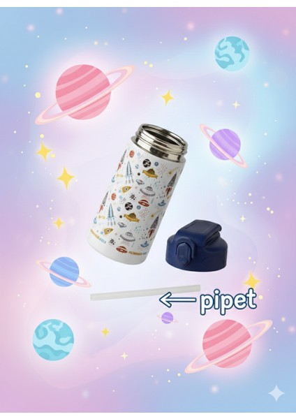 500ML Çocuk Desenli Su Matarası | Pipetli | Paslanmaz Çelik| Bpa Free | Sızdırmaz Kapaklı modelleri