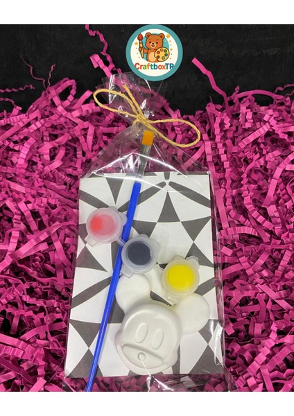 Sevimli Mickey Mouse Taş Boyama Seti/kendin Yap,dıy,karne Hediyesi,doğum Günü,etkinlik