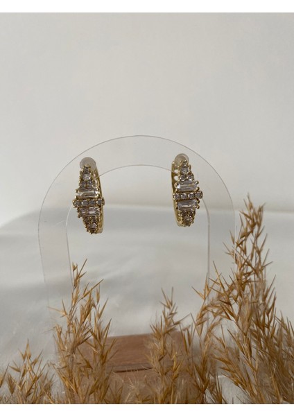 Dağınık Zirkon Taşlı Xupıng Çelik Küpe