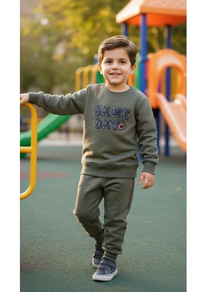 Erkek Çocuk Kışlık Eşofman Takımı Sweatshirt Alt Pamuklu Üç Iplik Şardonlu Günlük Kombin 3-4-5-6-7 Yaş