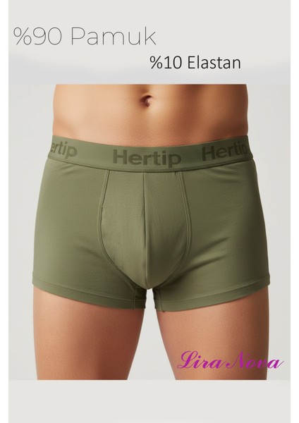10 Adet Haki Soft Elastan Erkek Boxer %90 Pamuk %10 Elastan fiyatları